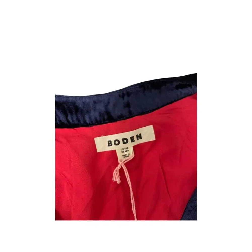 Boden Womens Dress UK 14 US 10 Red Floral Puff Sleeve Velvet Trim D1102 NWT - Picture 6 of 16